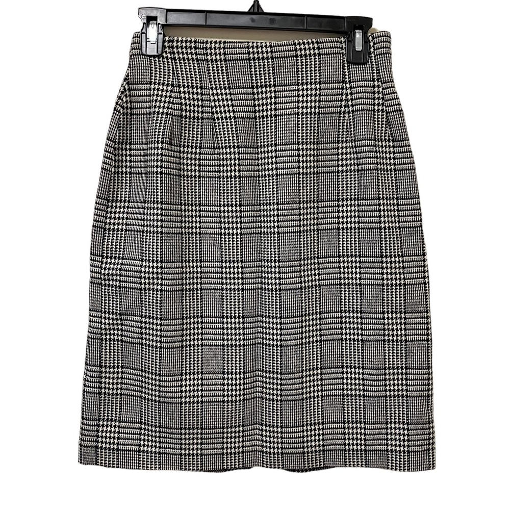 Vintage 90's Savannah Wool Blend Black & White Houndstooth Skirt